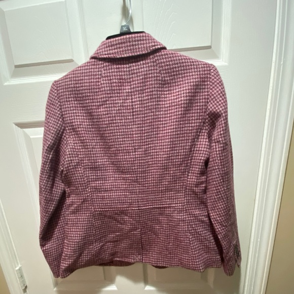 TALBOTS SHETLAND PINK WOOL BLAZER HOUNDSTOOTH - Picture 9 of 13